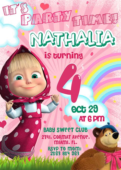 Masha and The Bear Birthday Invitation | Lovely Invite