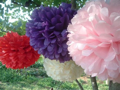 10 Tissue Paper Pom Poms, Wedding Decorations, Bridal Shower, Rehearsal ...