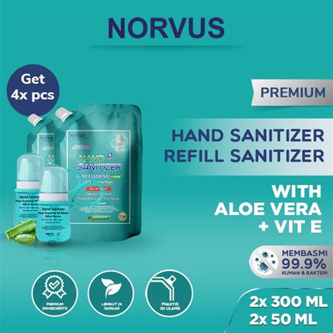 Norvus Hand Sanitizer 2x 50ml with Strap & Hand Sanitizer Refill 2x ...