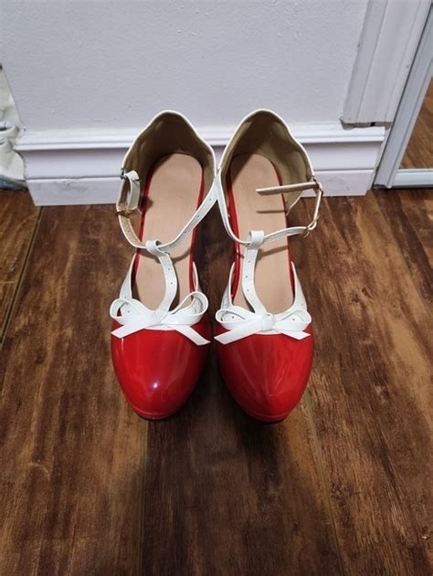 Offbrand red x white heels - Shoes - Lace Market: Lolita Fashion Sales