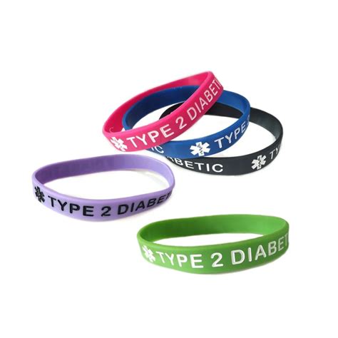 TYPE 1 & TYPE 2 DIABETIC Silicone Rubber Medical Alert Emergency ID Wristband Bracelet For Women ...