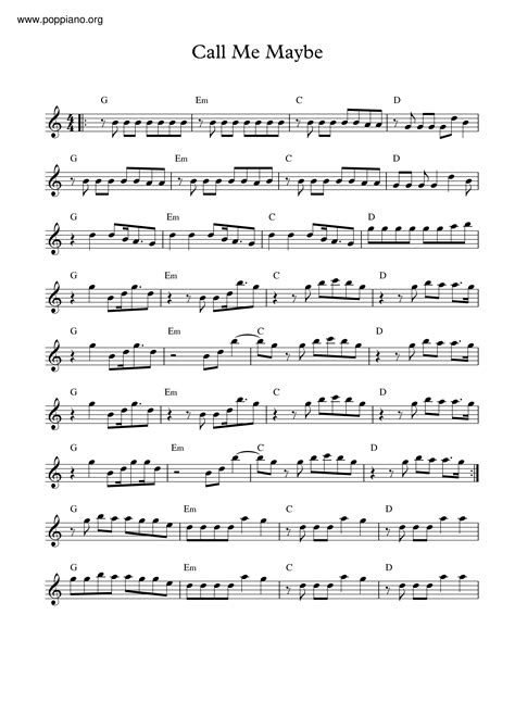 Carly Rae Jaspen-Call Me Maybe Violin Score pdf, - Free Score Download ★