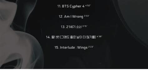 BTS Drops Full Track List for ′Wings′ - 8 Days