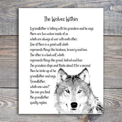 Native American Parable the Wolves Within Two Wolves Poem - Etsy Australia