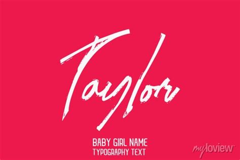 Taylor name for cute baby girl in cursive typography text design wall ...