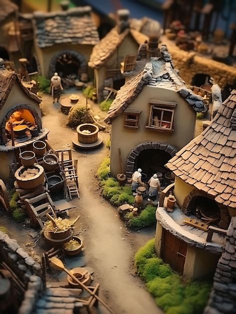 Premium AI Image | Tilt Shift Photo of a Village Pottery Kiln Capture the Craft and Tradit ...