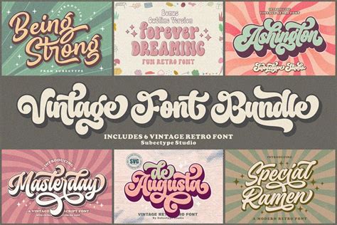 Vintage Retro Font Bundle (2285537)