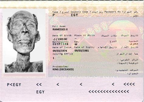 In 1974, the Mummy of Pharaoh Ramesses II Was Issued a Valid Egyptian Passport So That He Could ...