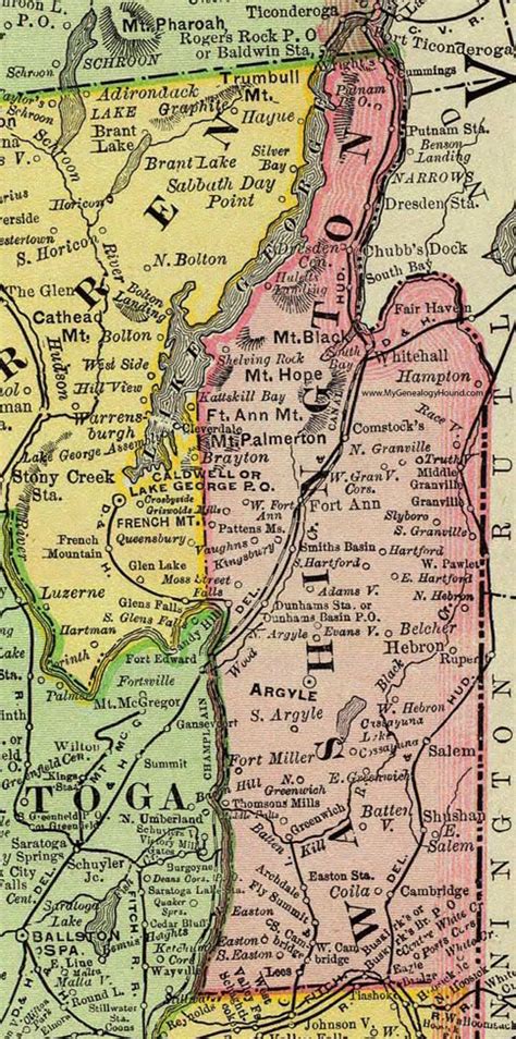 Washington County, New York 1897 Map by Rand McNally, Granville ...