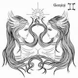 Zodiac Illustration Of The Astrological Sign Gemini As A sketch template