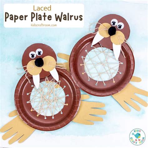 Laced Paper Plate Walrus Craft - Kids Craft Room