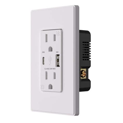 ELEGRP 20W USB Wall Outlet with Type A and Type C USB Ports for Power Delivery and Quick Charge ...