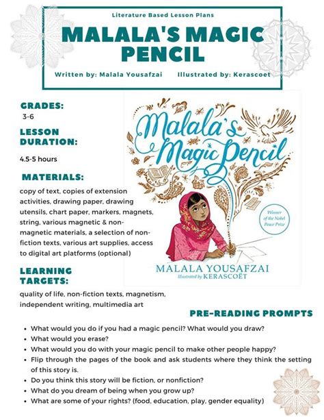 Malala's Magic Pencil - Lesson Plan and Extension Activities