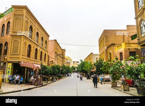 Kashgar Old Town Leading Lines Common Street with Walking People and ...