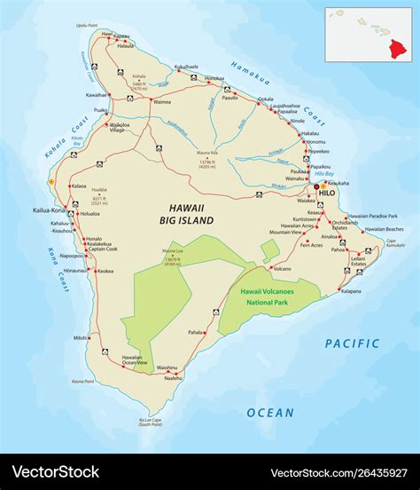 Hawaii Big Island Road Map - Maggy Rosette