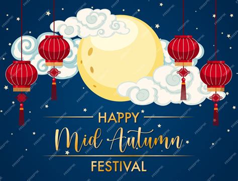 Premium Vector | Chinese mid autumn festival greeting card