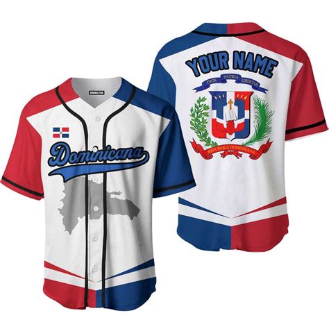 Custom White Blue-Black Dominicana Flag Baseball Jersey - Piping / M ...