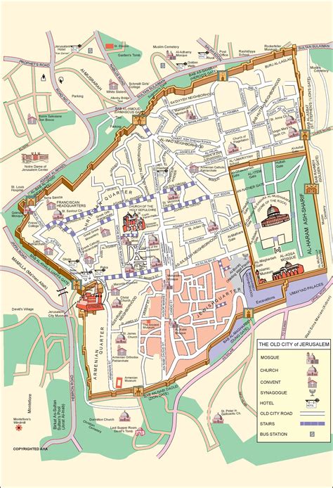 Cidade velha de Jerusalém mapa - Mapa da cidade velha de Jerusalém (Israel)