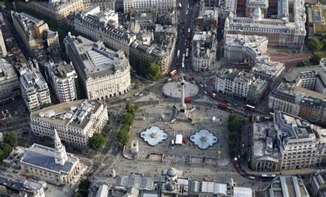 Aerial view of Trafalgar Square...it is built in the area formerly known as Charring Cross and ...