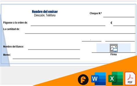 Formato de CHEQUE para llenar - [Word, Excel y PDF]