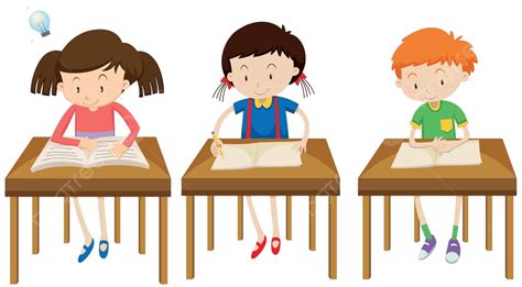 Students Studying On White Background Pencil School Table Vector, Pencil, School, Table PNG and ...