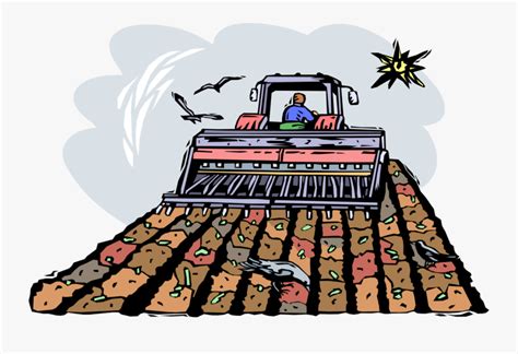 Vector Illustration Of Farmer Ploughing Or Plowing - Cartoon , Free ...