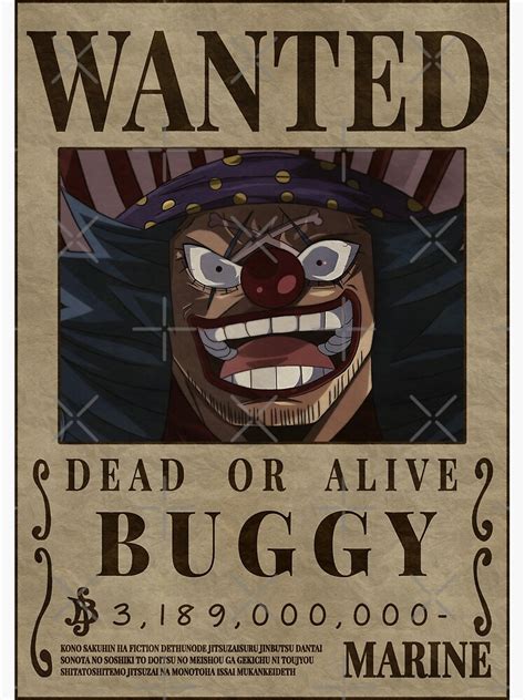 "Buggy Wanted The Clown One Piece Buggy Bounty Poster" Photographic ...