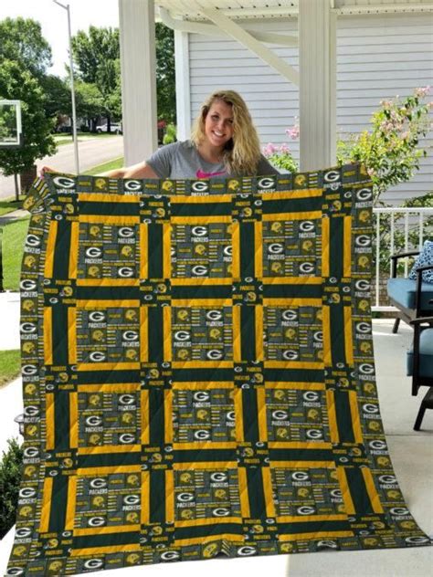 Green Bay Packers PatternQuilt Blanket Bedding Set - Bluefink