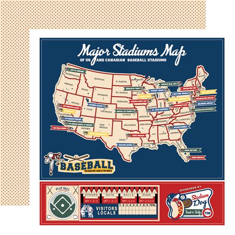 Home Run: Major Stadium Map 12x12 Patterned Paper - Echo Park Paper Co