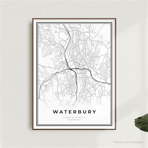 Waterbury Map Print Waterbury Street Map Poster Connecticut | Etsy