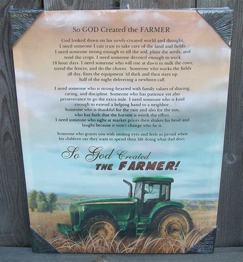 20" God Created the Farmer Poem Lighted Led Canvas Print-Farmhouse Wall ...