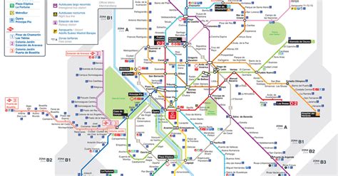 Map of Madrid subway, underground & tube (metro): stations & lines