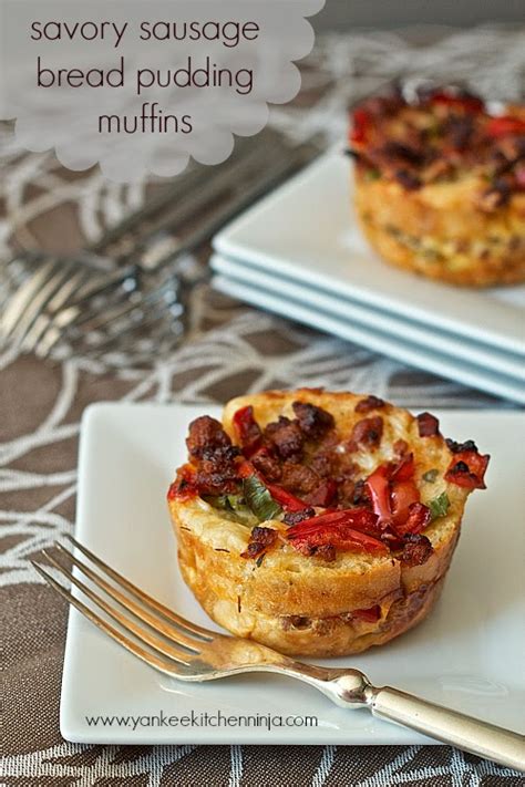 Savory sausage bread pudding muffins | Yankee Kitchen Ninja