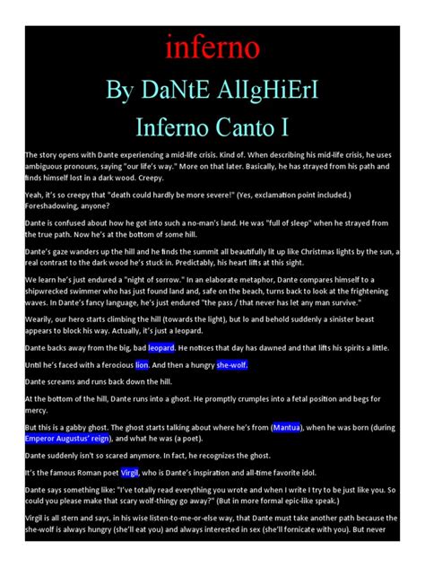 Inferno Summary | PDF | Inferno (Dante) | Dante Alighieri