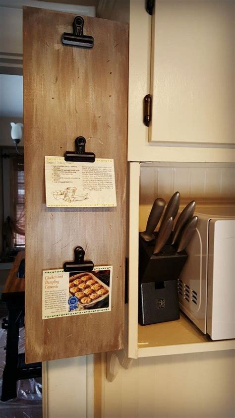 DIY Recipe Holder With Hinges | Recipe holder, Diy food recipes, Diy kitchen projects