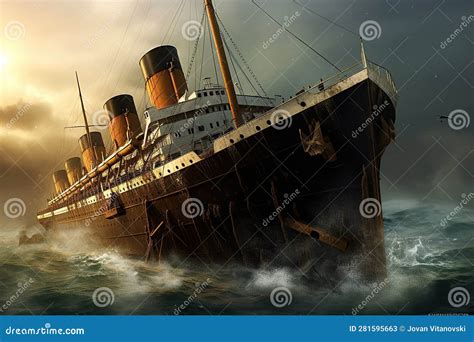 Sinking of the RMS Titanic Generative AI Stock Illustration - Illustration of history, boat ...