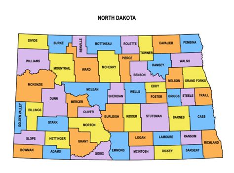 North Dakota County Map: Editable & Printable State County Maps