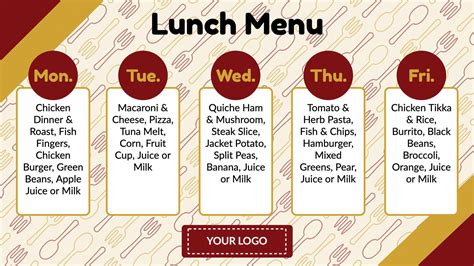 Weekly Lunch Menu - Digital Signage Template