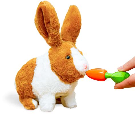 Buy Think Gizmos Plush Rabbit Pet Toy – Cuddle Soft, Furry, Interactive Toy Animal, Hops Around ...