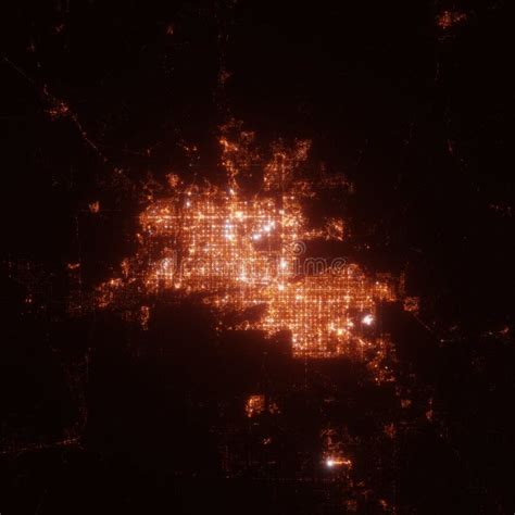 Phoenix City Lights Map, Top View from Space. Aerial View on Night Street Lights Stock Image ...