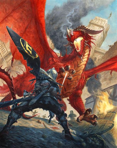 Dragon Slayer Fantasy Warrior, Fantasy Dragon, Dragon Art, Red Dragon, High Fantasy, Fantasy Rpg ...