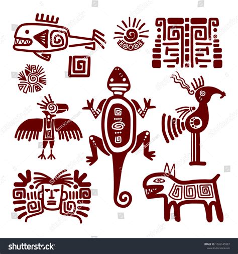 Maya Indian Traditional Signs Symbols On Stock Illustration 1026145987 ...