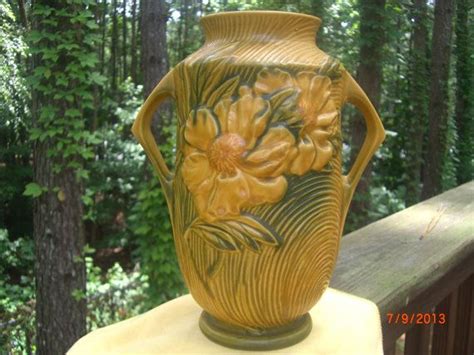 Roseville Pottery Vase in Peony Pattern | Vintage Home Decor