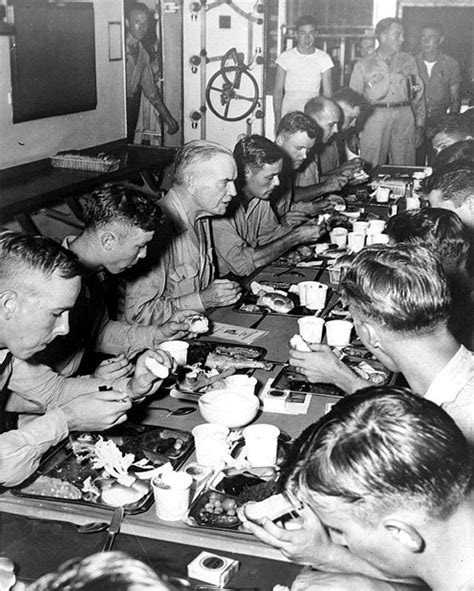 Admiral William Halsey having Thanksgiving dinner with crew members of ...