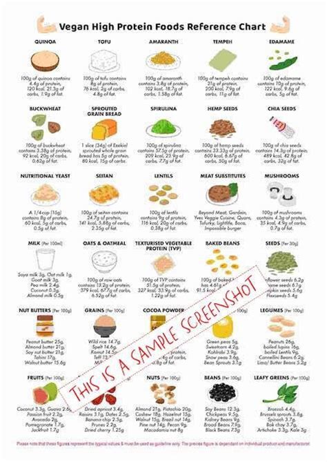 VEGAN High Protein Foods Reference Chart, DIGITAL DOWNLOAD, 'at-a ...