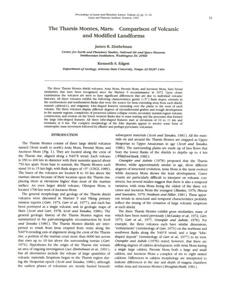 (PDF) The Tharsis-Montes, Mars - Comparison of Volcanic and Modified ...