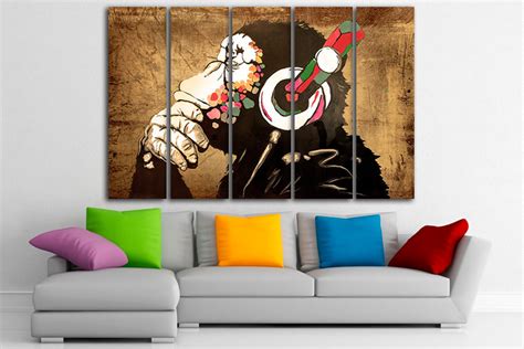 Monkey Canvas Street Art Print Monkey Wall Art Music Monkey - Etsy