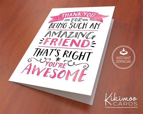 Thank You Cards Friendship Cards Thank You Friend Friend - Etsy