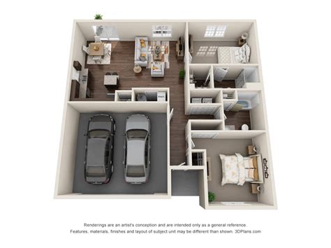 2 Bed Single Story Apartment Rental Floor Plans in Hudson Ohio | Redwood Living