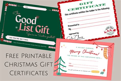 Free Christmas Printable Gift Certificates.... | The Diary of a Frugal Family